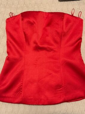Red Strapless Satin Top